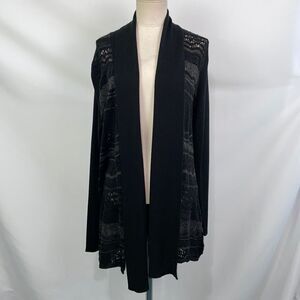 Hartley NWT Black Gray Striped Open Front Cardigan